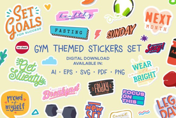 Gym Themed Digital Planner Stickers Set