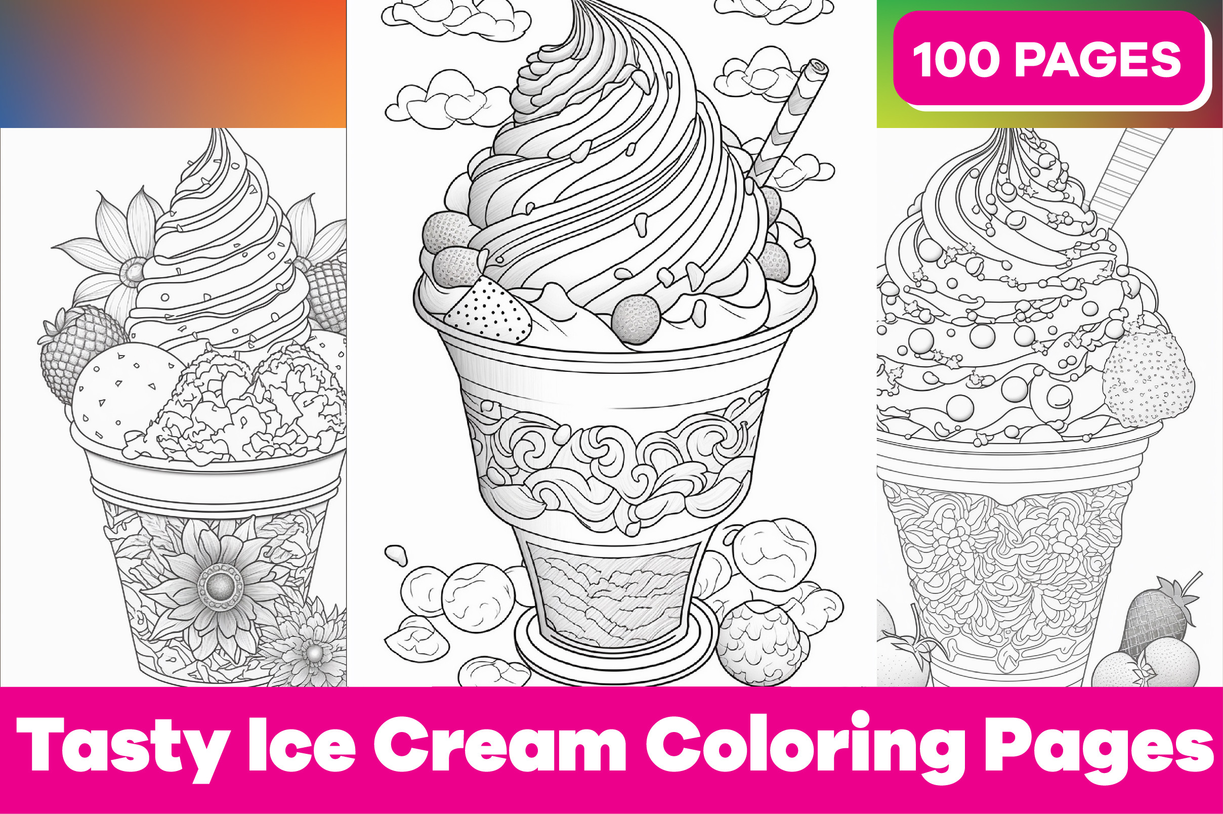 Ice Cream Coloring Pages for Adults -100