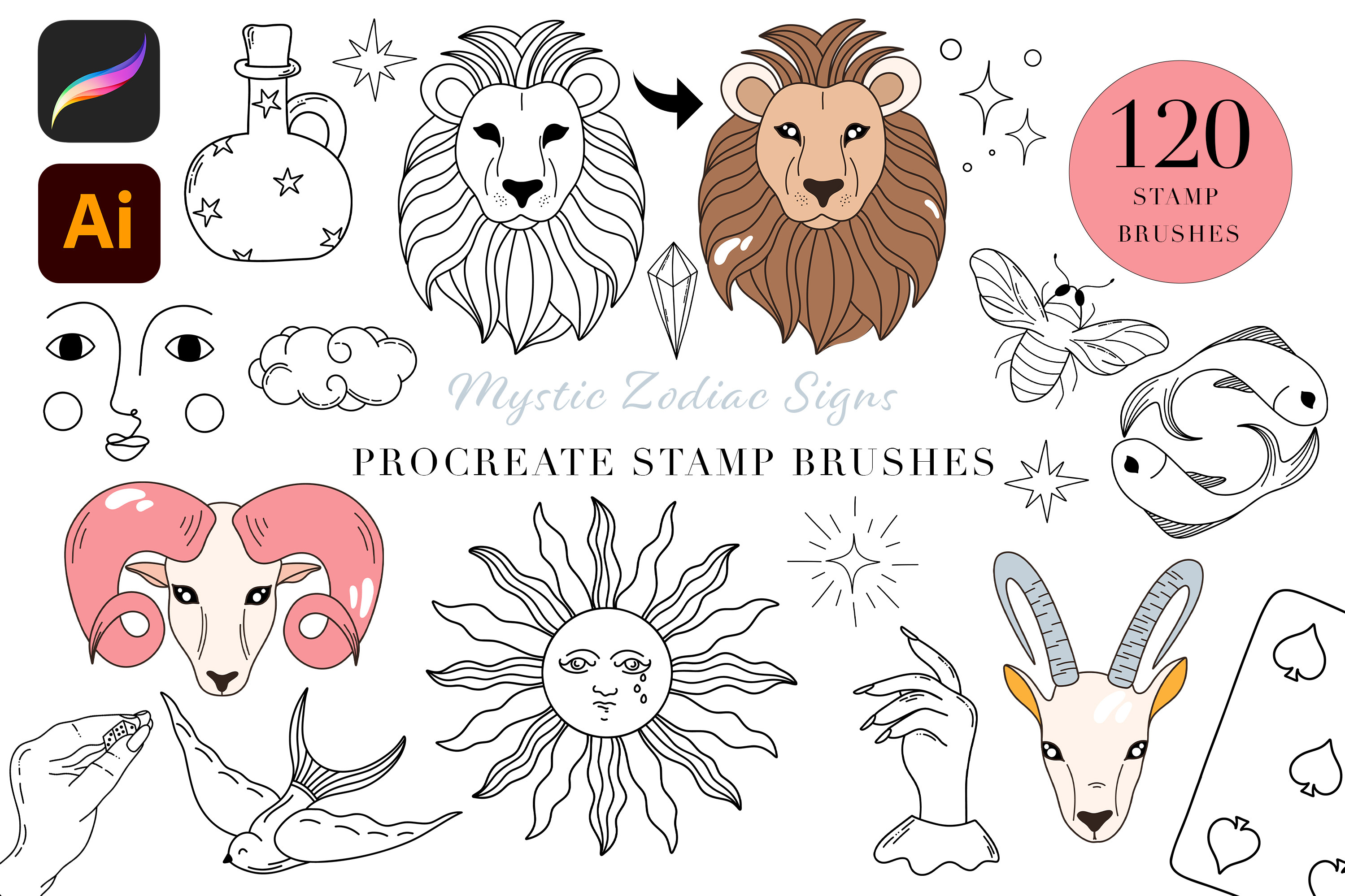 Mystical Magic Procreate Stamp Brushes Graphic by patipaintsco ...