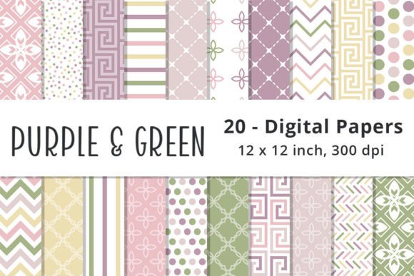 Purple and Green Spring Digital Paper