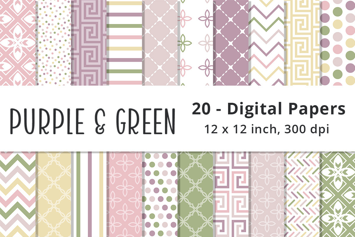 Purple and Green Spring Digital Paper