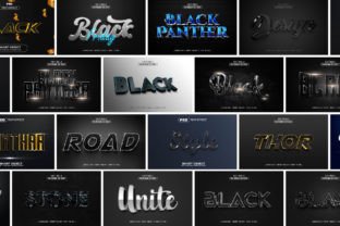 Black Metallic 3d text effect style