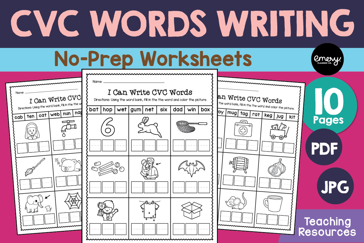CVC Words Writing Worksheets