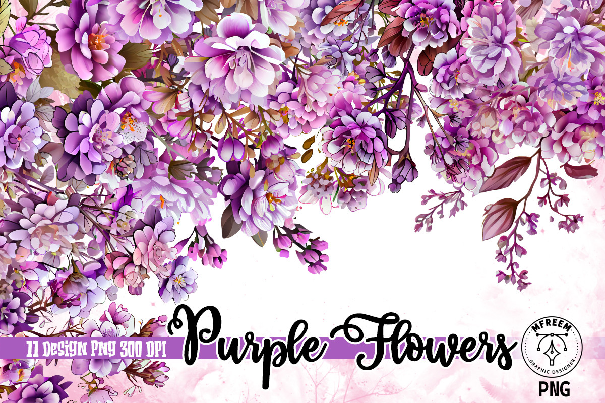 Purple Flowers Watercolor Sublimation Graphic by mfreem · Creative Fabrica