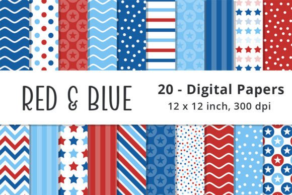 Red, White, & Blue Stars Pattern Paper Graphic Patterns By Lemon Paper Lab