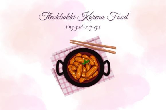 Tteokbokki Korean Food Illustration Set
