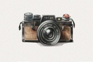 Vintage Camera Watercolor Clipart Graphic by WaterColorArch · Creative ...