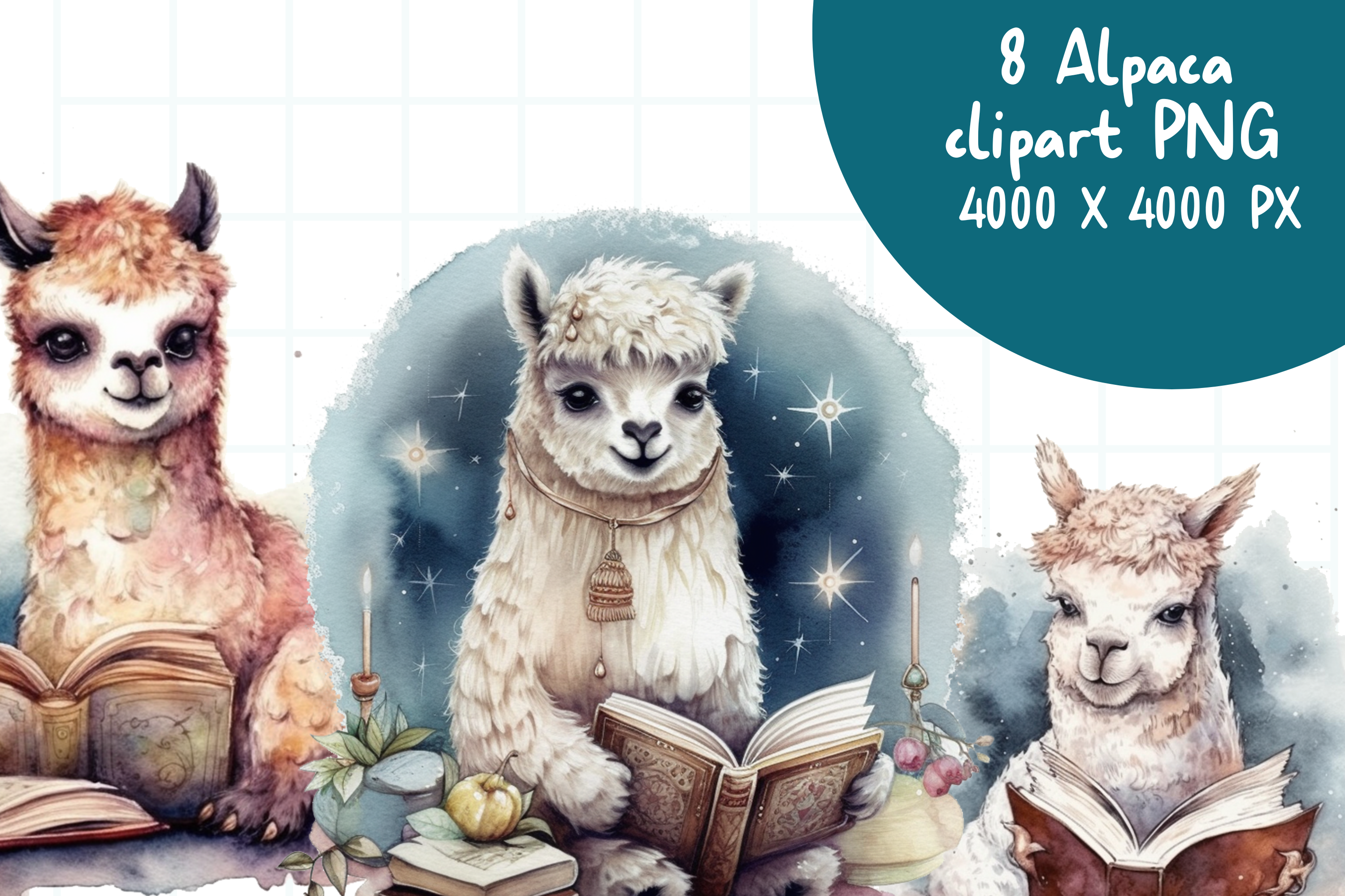 Alpaca Watercolor PNG Elements Graphic by akimtancreative · Creative ...