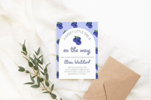 Canva Sweet Blueberry Baby Shower Invite