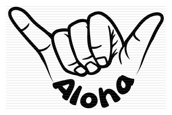 【くろ】aloha(hand) ・手書きデイジーPIN Shaka Hand Mahalo Aloha Hand Sign Hawaii Gráfico por Awspik