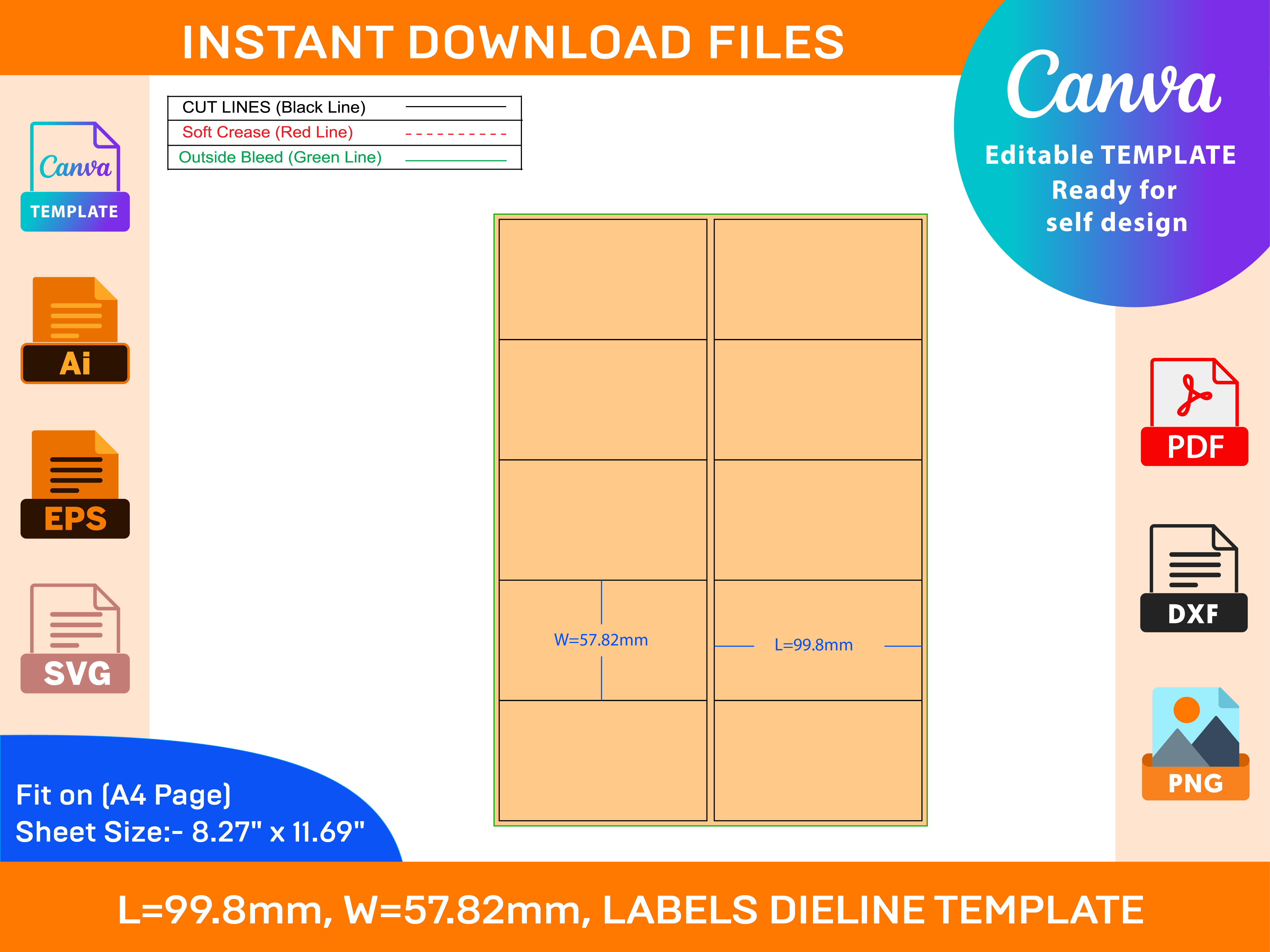10 Adhesive Address Labels Dieline Graphic by DesignConcept · Creative ...