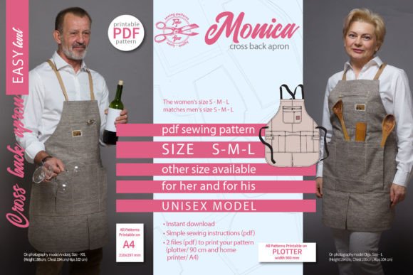 Cross Back Apron Pattern Size S M L