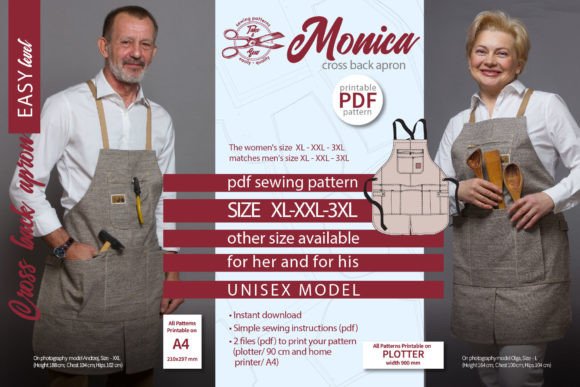 Cross Back Apron Sewing Pattern Size XL