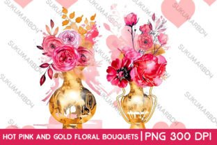 Hot Pink and Gold Floral Bouquets Graphic by sukumarbd4 · Creative Fabrica