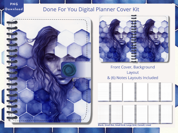 Blue Honeycomb Digital Planner Cover Kit digital planner cover