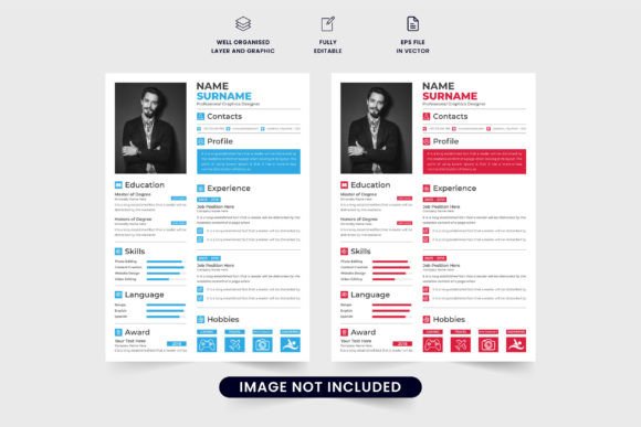 Corporate Resume Template Vector Design