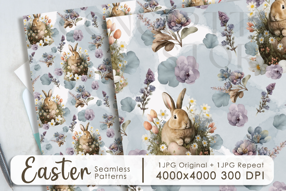 Happy Easter Seamless Patterns Graphic by Conceptty · Creative Fabrica