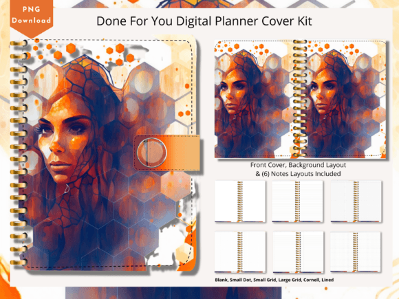 Orange Honeycomb Planner Cover Kit digital planner cover