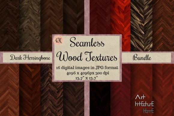 Seamless Dark Wood Herringbone Textures