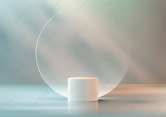 3D White Podium Circle Glass Background Graphic by rarinlada · Creative ...