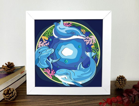 Dolphin Shadow Box 3d Svg Dolphin Svg Graphics