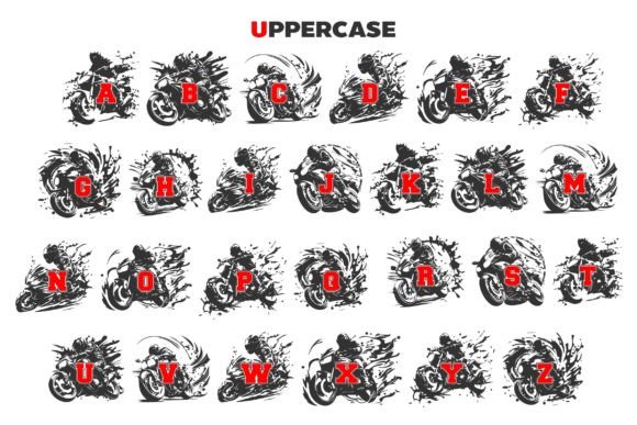 Motorbike Monogram Font PNG with transparent background - Preview 5