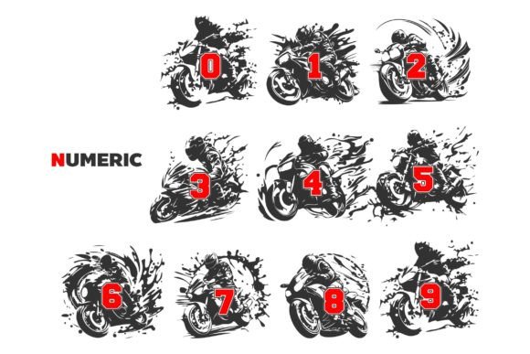 Motorbike Monogram Font PNG with transparent background - Preview 6