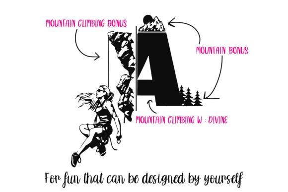 Mountain Climbing W Font PNG with transparent background - Preview 4