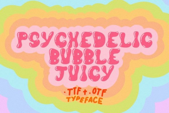 Psychedelic Bubble Juicy Sans-Serif-Schriftarten Schriftart Von deardarlingdesignstudio