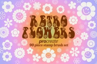 Retro Flowers Procreate Stamp Brush Set Graphic by ...