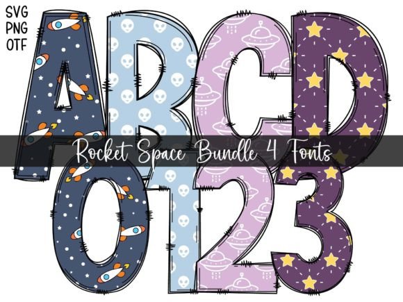 Rocket Space Color Fonts Font By Doodle Alphabet