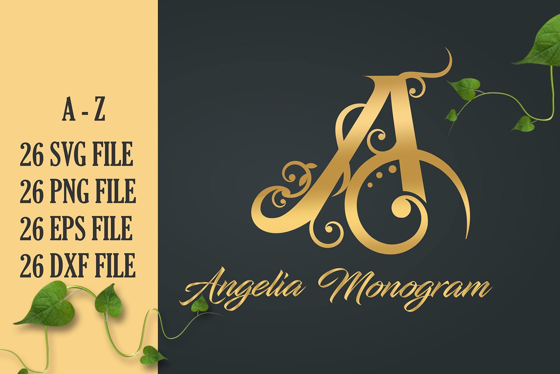 Angelia Monogram preview - elegant monogram font for invitation seals