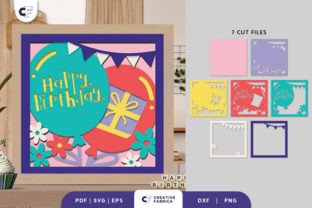 Birthday Balloon Shadow Box Paper Cut · Creative Fabrica