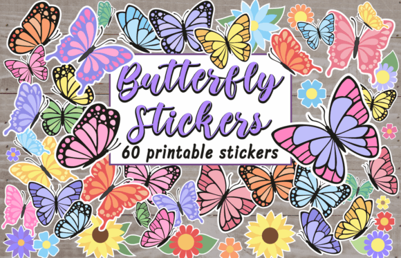 Butterfly Stickers Bundle Printable Png
