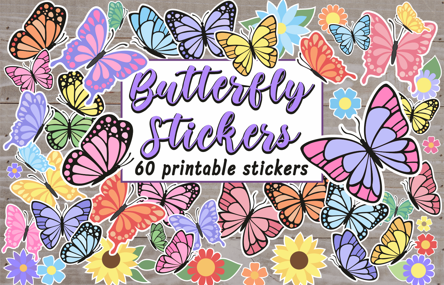 Butterfly Stickers Bundle Printable Png