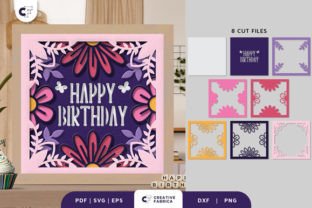 Floral Happy Birthday 3D Shadow Box SVG · Creative Fabrica