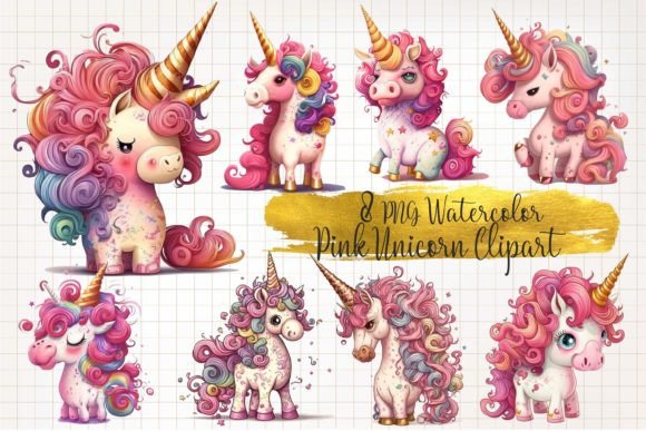 Pink Unicorn Clipart Graphic by WaterColorArch · Creative Fabrica
