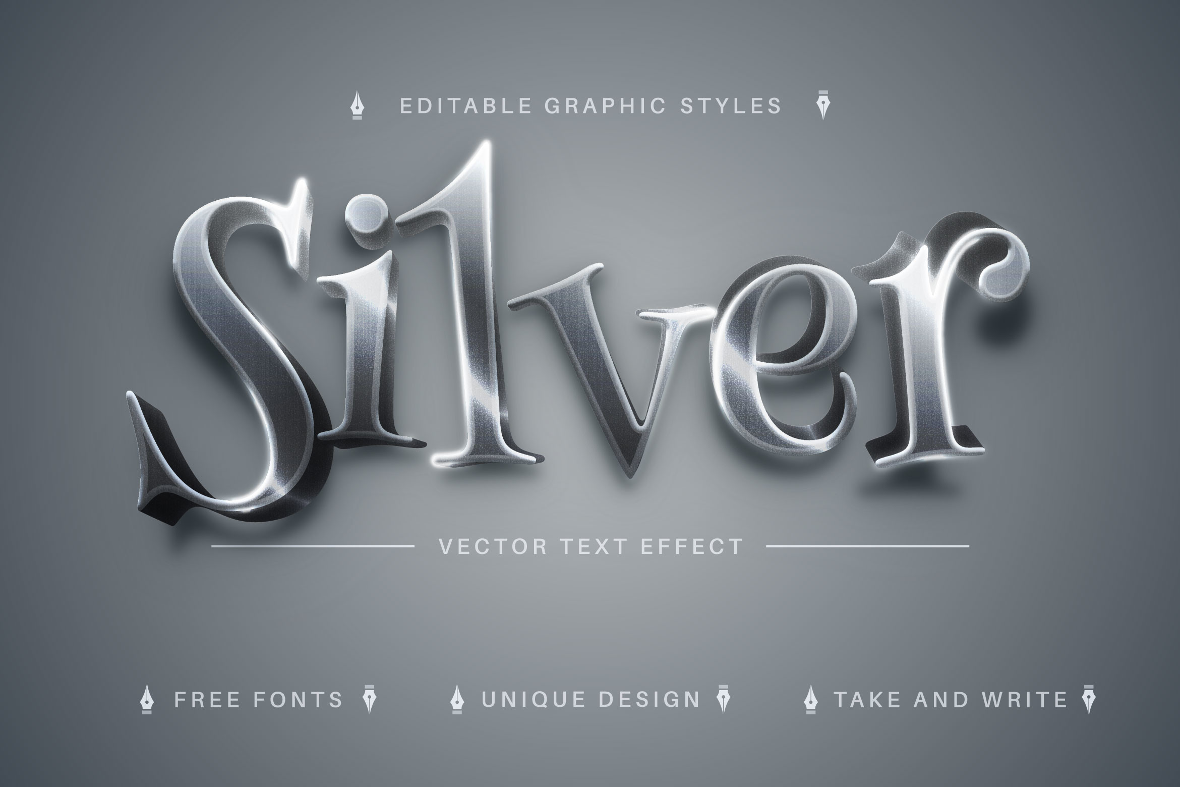 Silver - Editable Text Effect Graphic by rwgusev · Creative Fabrica