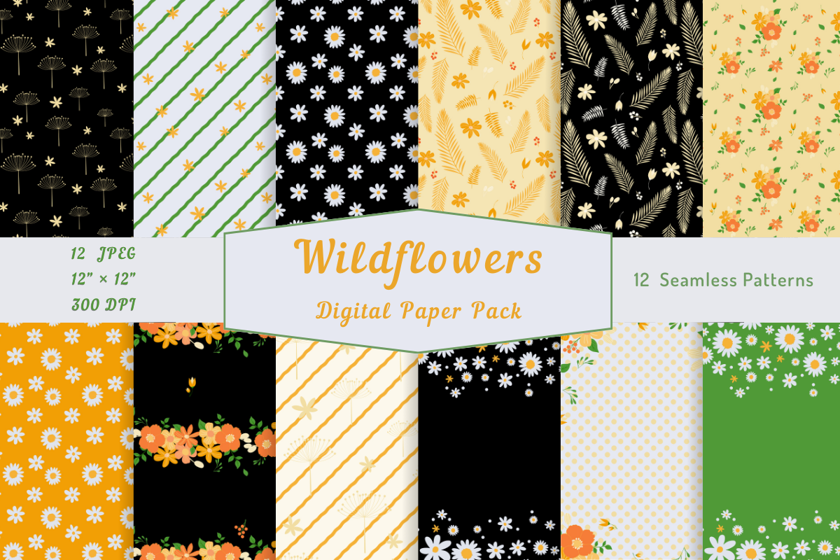 Wildflowers Seamless Digital Paper Pack Graphic by Sweet Creativities ...