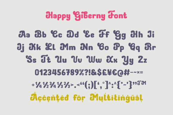 Happy Giberny Font PNG with transparent background - Preview 3