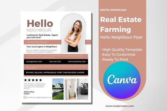 Real Estate Flyer, Hello Neighbor Canva