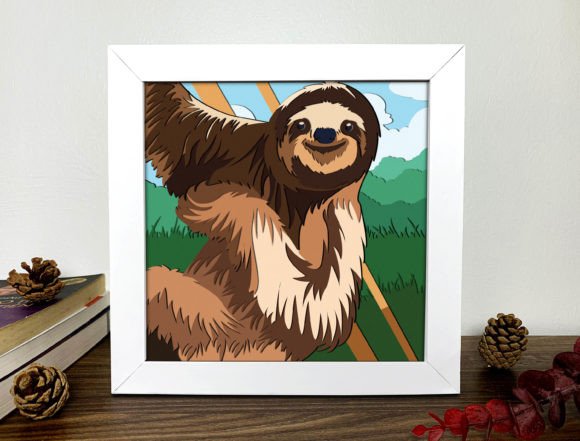Sloth Shadow Box 3d Svg Sloth 3d Svg
