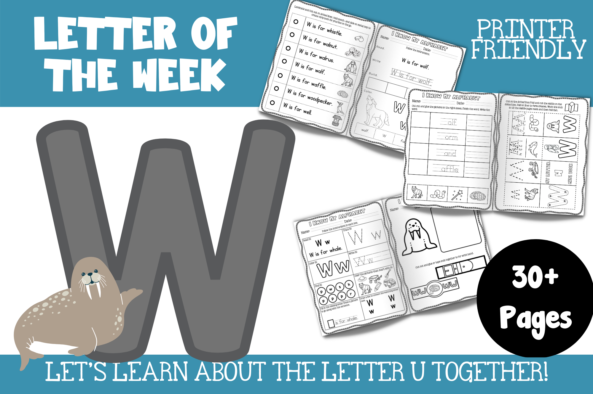 Pre-K Letter W Themed Activity Workbook
