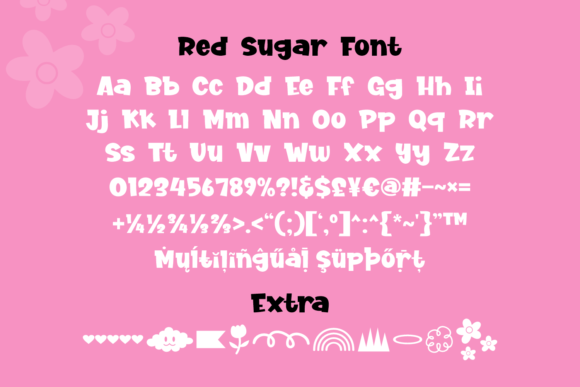 Red Sugar Font PNG with transparent background - Preview 4