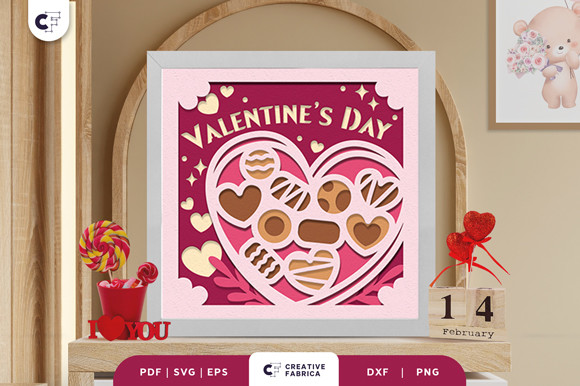 Retro Valentines Gift 3D Shadow Box · Creative Fabrica