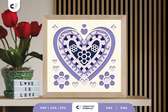 Valentines Heart Shape 3D Shadow Box SVG · Creative Fabrica