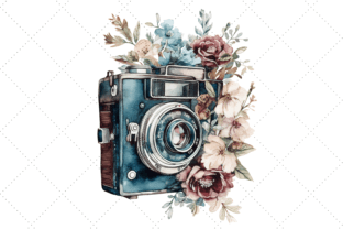 Vintage Camera Watercolor Clipart Graphic by Florid Printables ...