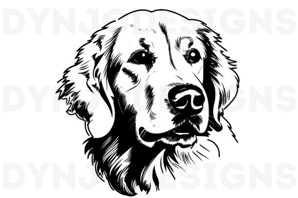 Clean vector golden retriever face outline SVG and PNG bundle for Cricut crafters