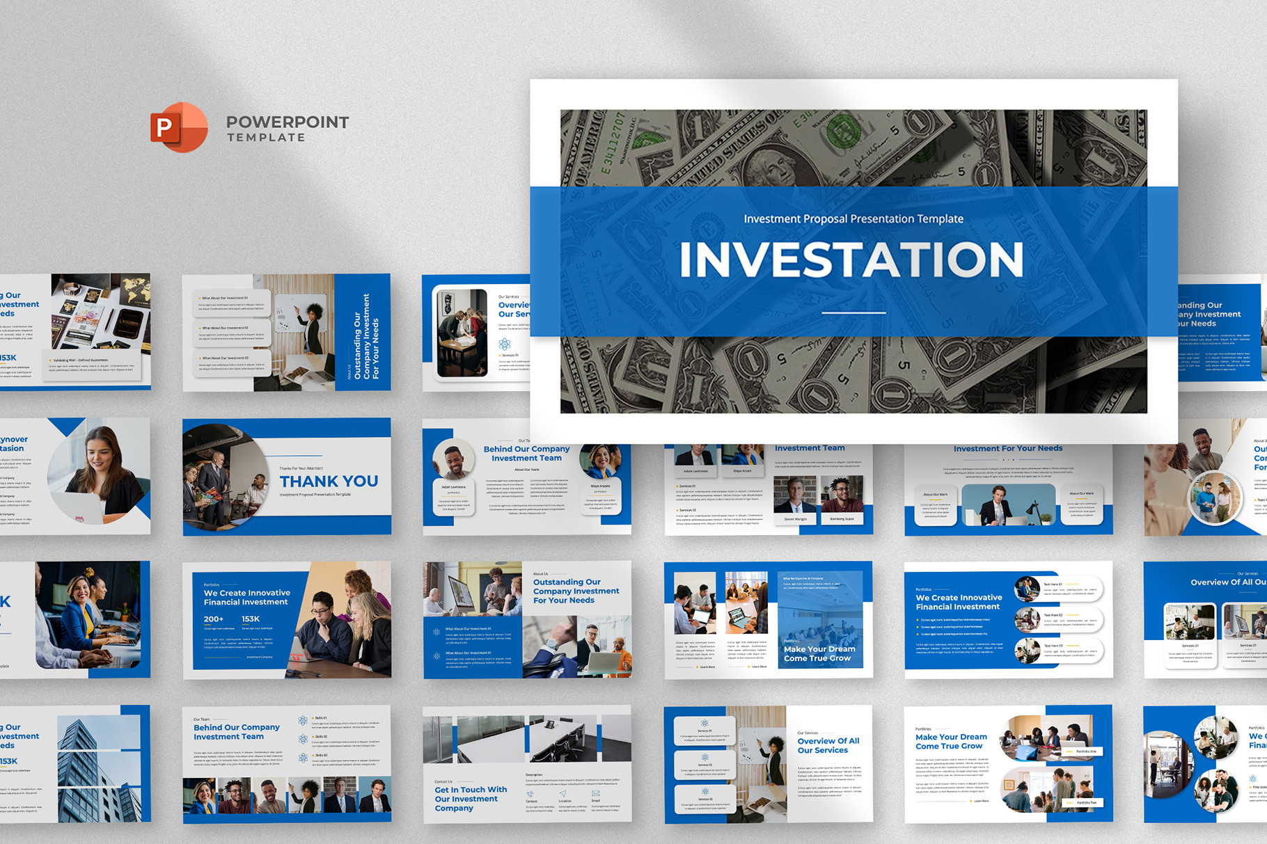 Investasion Financial Company Powerpoint Template for Investment and Finance Professionals
