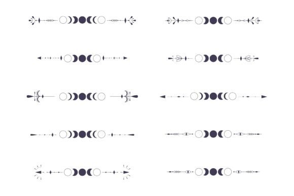 Moon Phases Set with Celestial Border